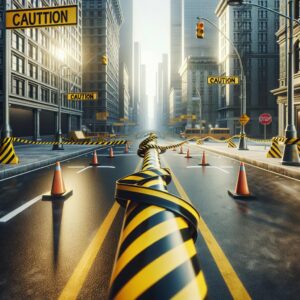 "City streets caution tape"