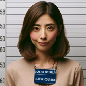 School counselor mugshot concept.