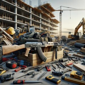 AK-47 in construction site.