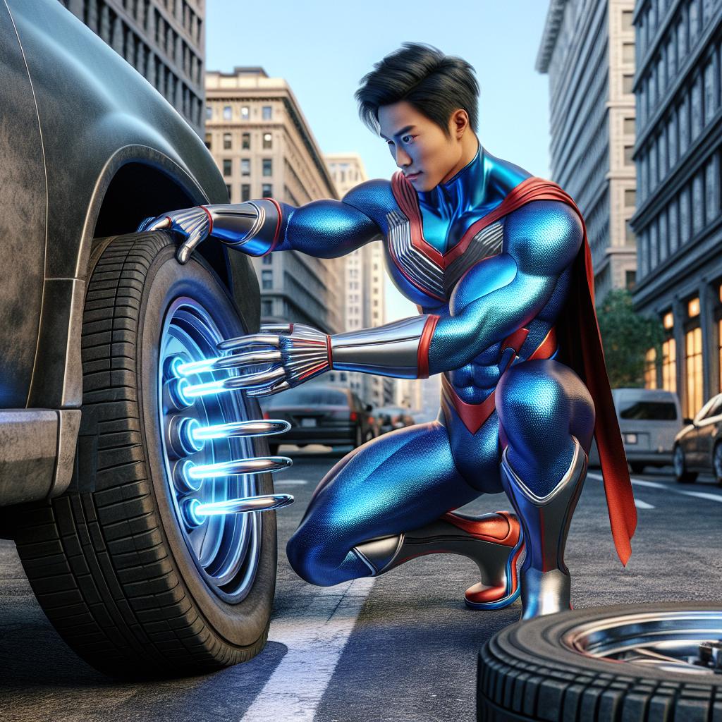 Magnetic superhero fixing tire.