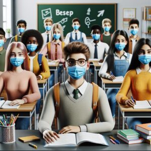 "Students with face masks"