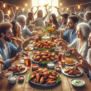 "Chicken wings feast celebration"