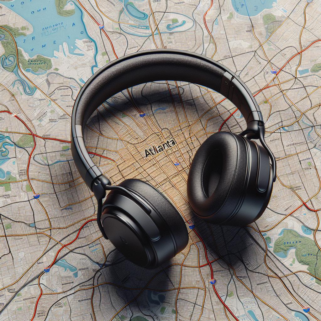 "Bose Headphones on Atlanta Map"