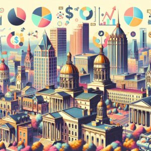 "Georgia Cityscape with Investment Icons"