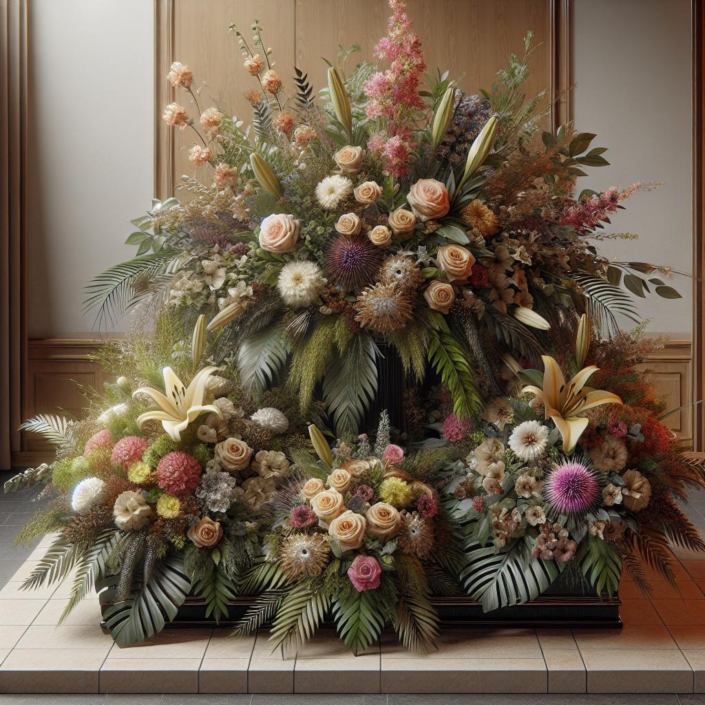 Funeral flower arrangements illustration.