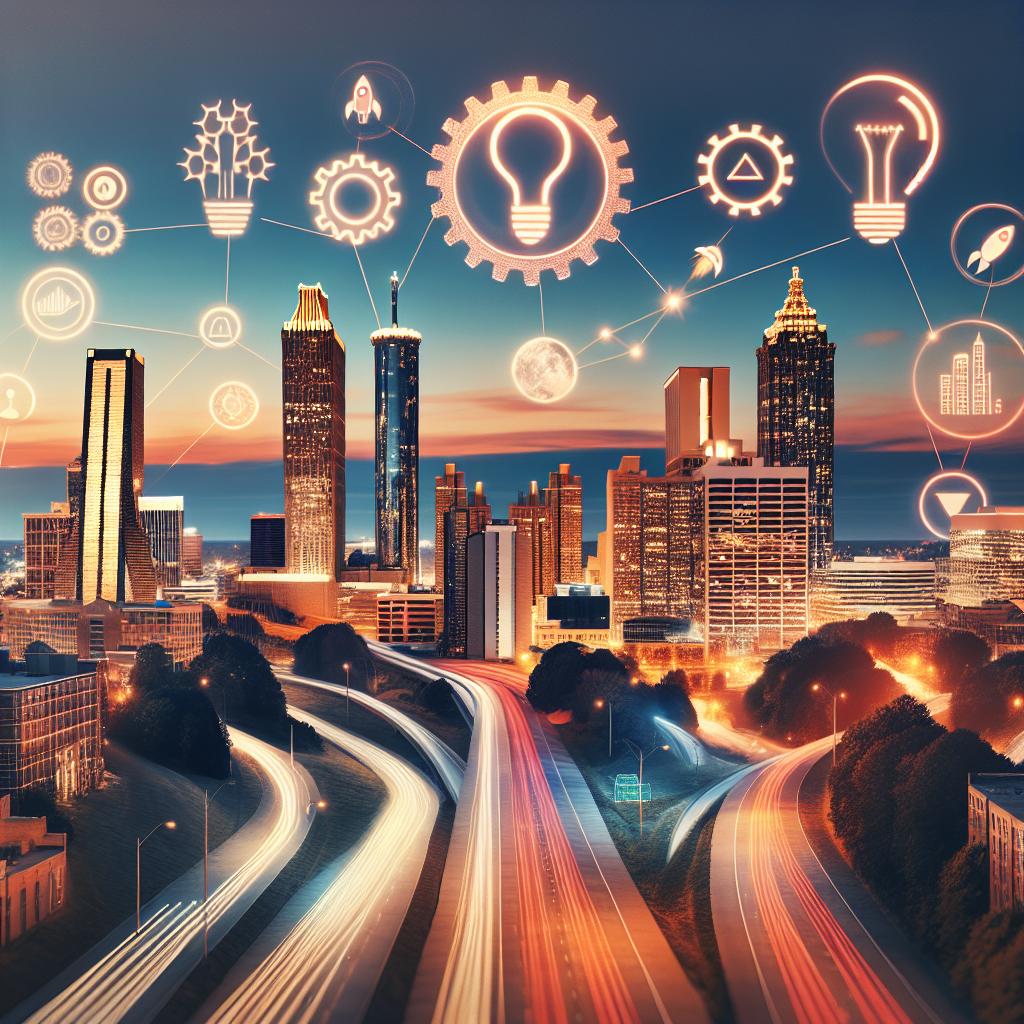 Atlanta skyline with startup icons