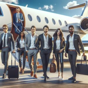 Argentine tech executives boarding plane