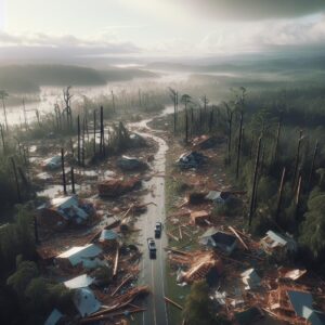 Georgia storm aftermath aerial.