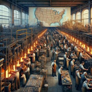 "Turkish glass factory, US map"