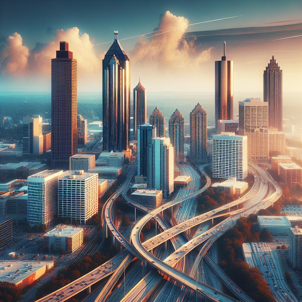 Atlanta's iconic skyline, highways