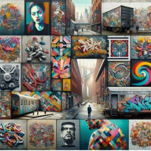 Colorful street art montage