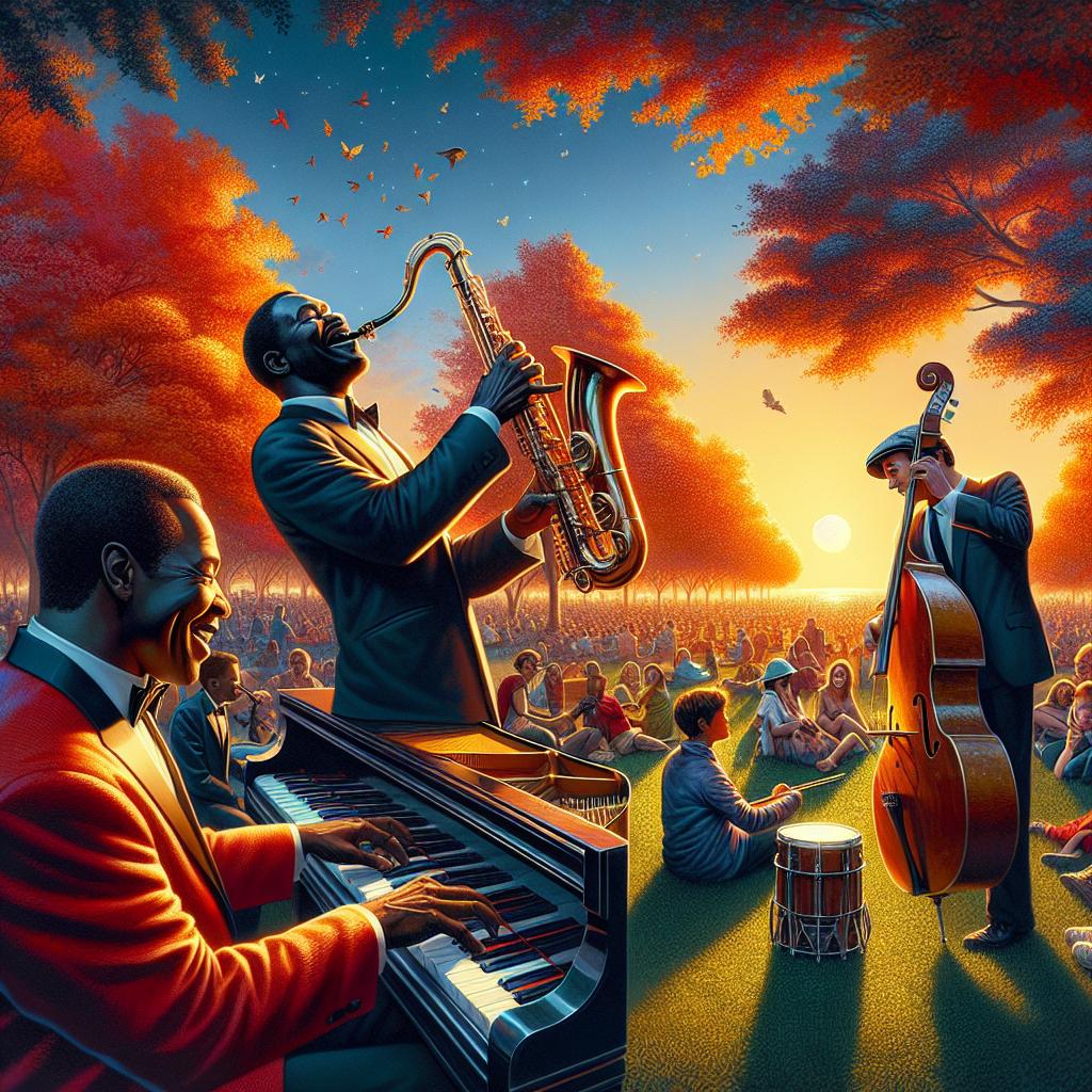 Jazz musicians performing outdoors.
