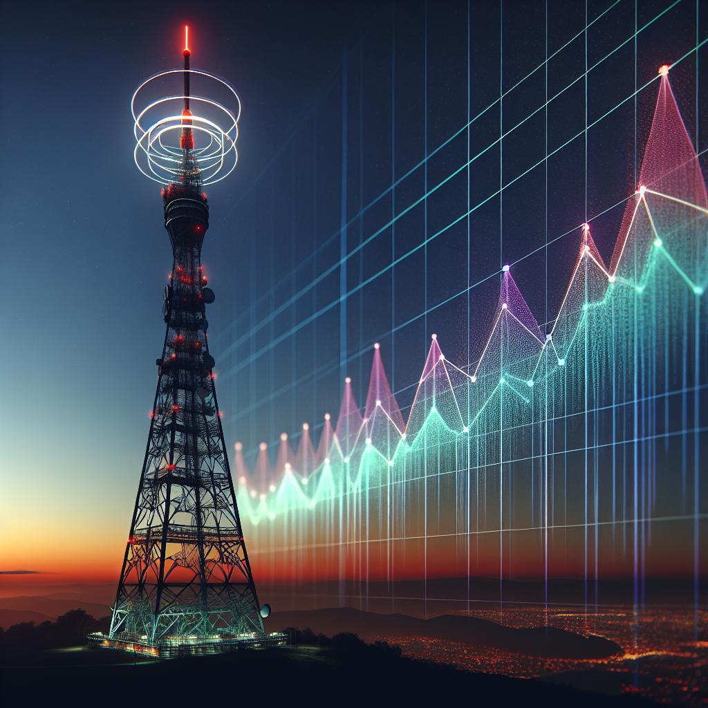 Radio tower with decreasing graphs