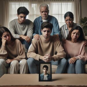 Family grieving teenage loss.