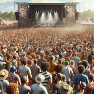 Music festival crowds.