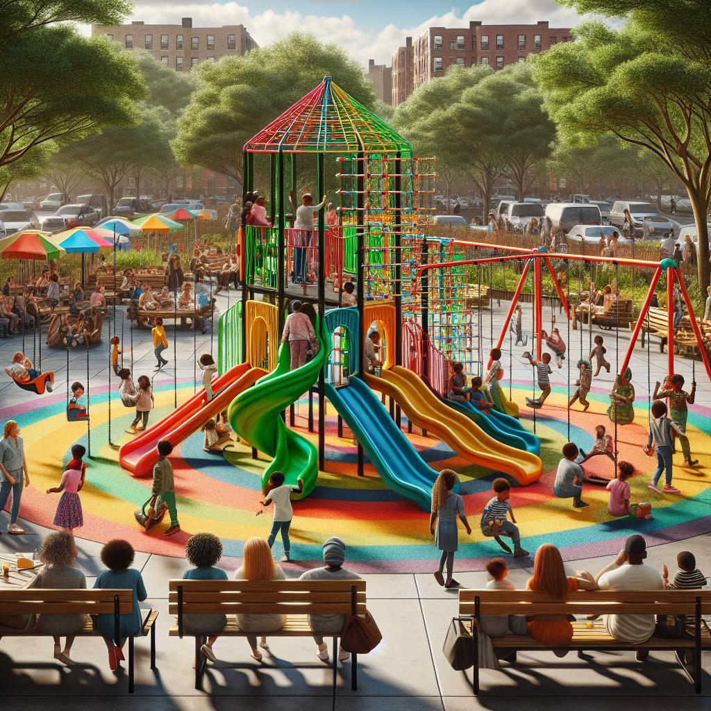 Colorful urban playground scene