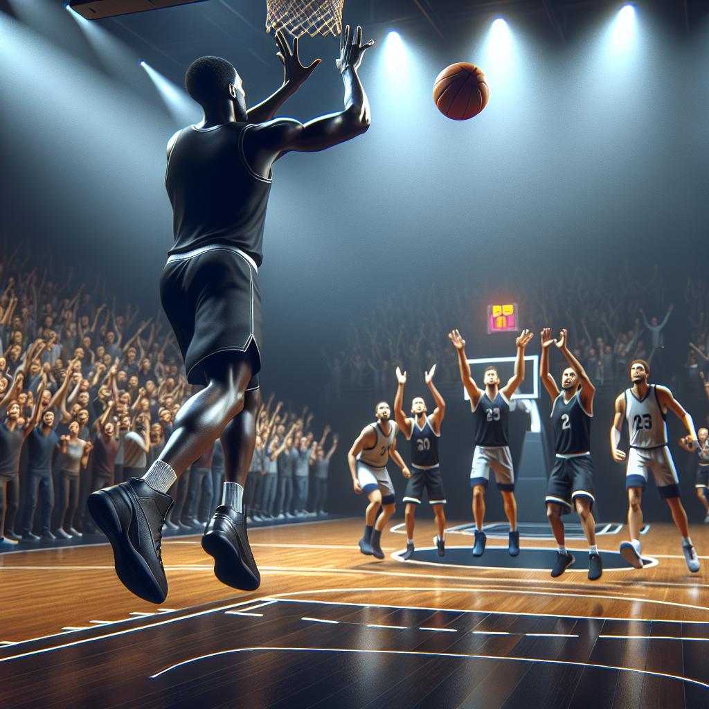 Basketball game-winning shot.