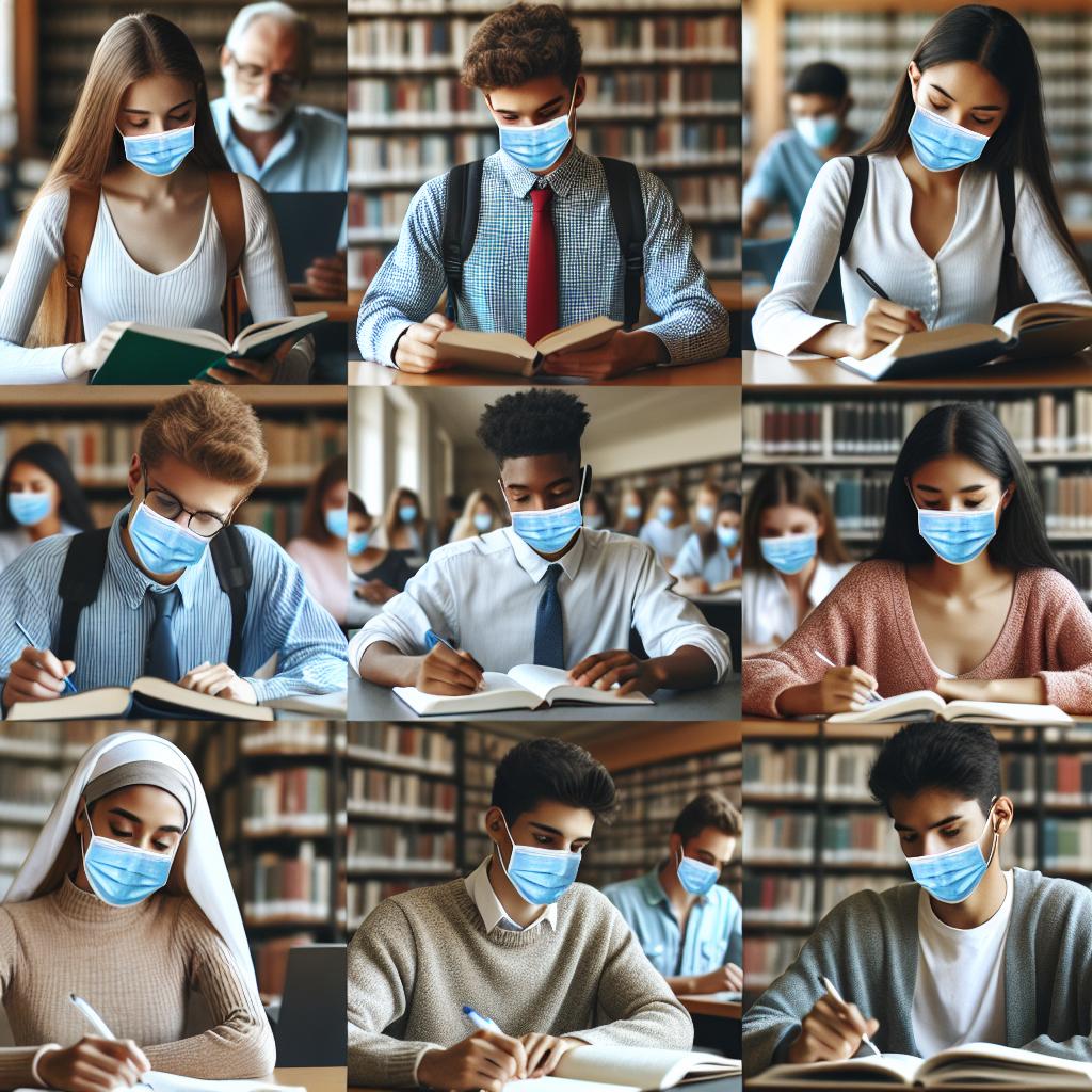 Diverse students in masks.