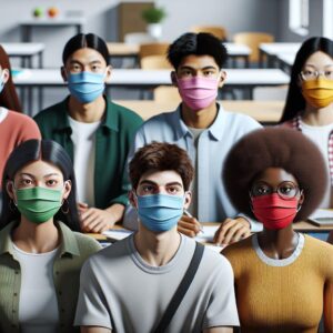 Students wearing face masks.