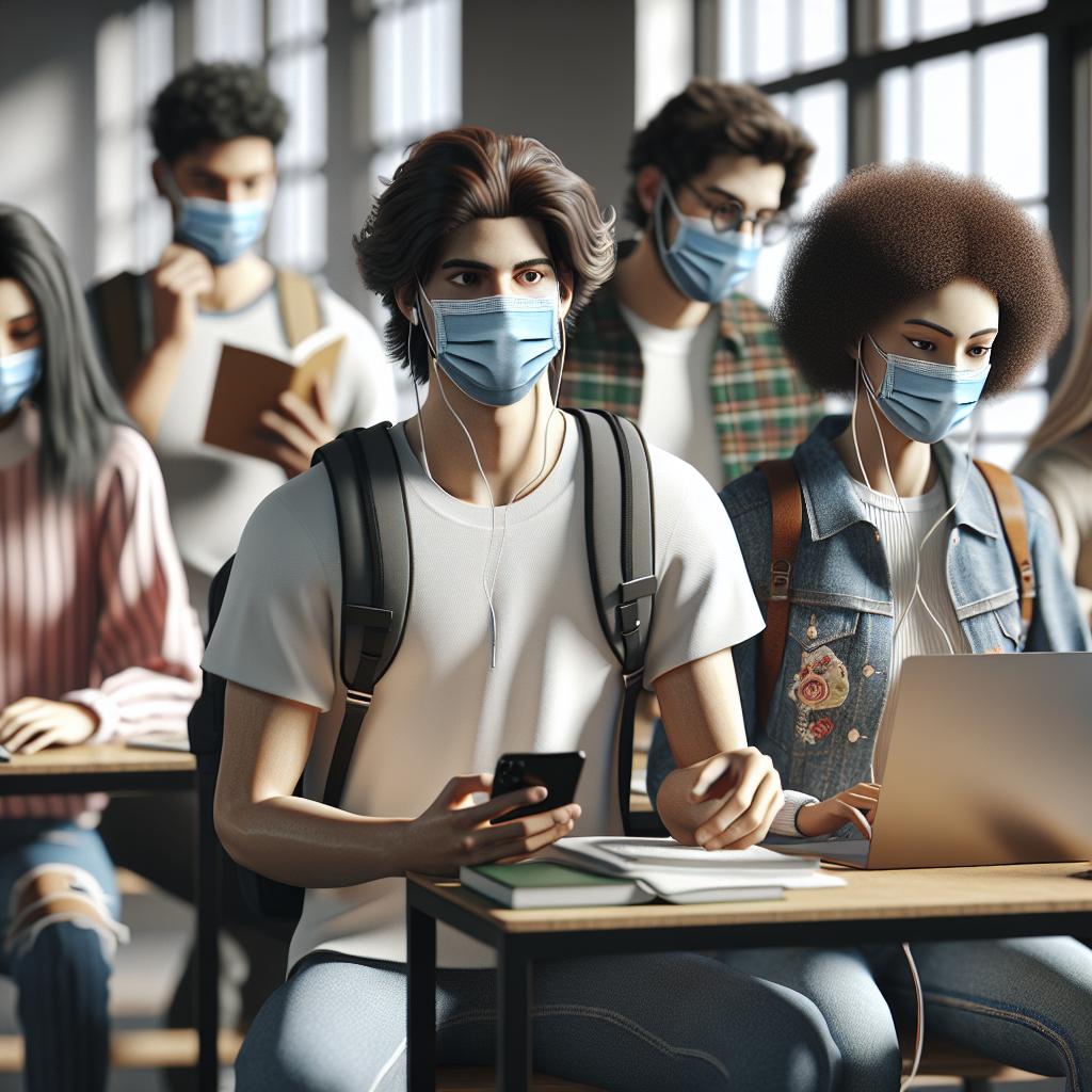 Diverse students with masks