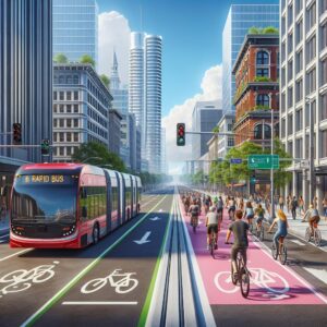 Rapid bus and bike lanes