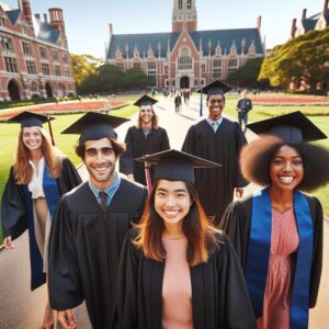 Diverse graduates leading tours.