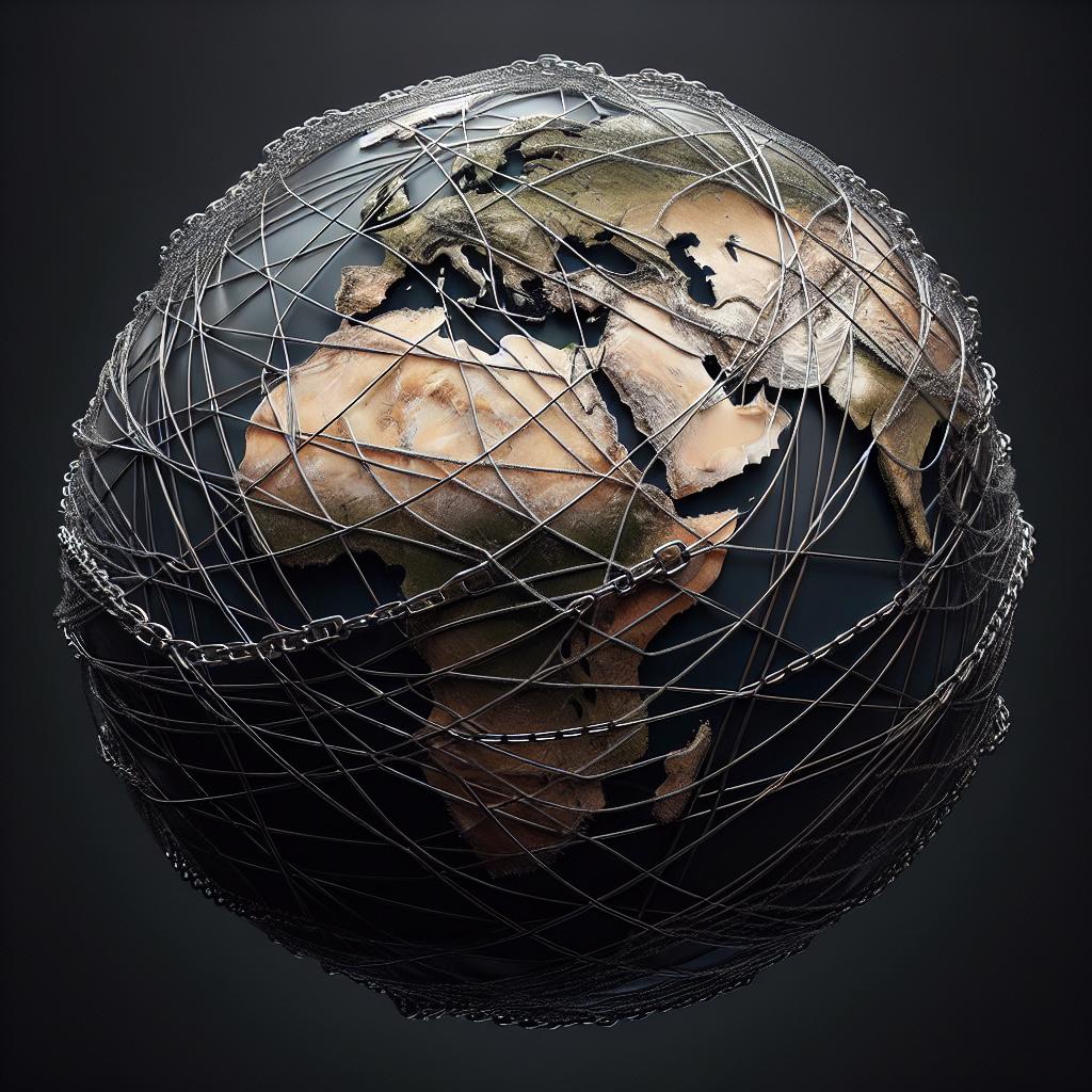 "Shackled Globe with Web"