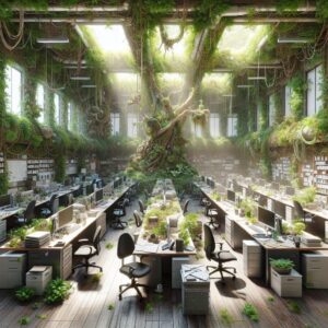 Office merging with nature