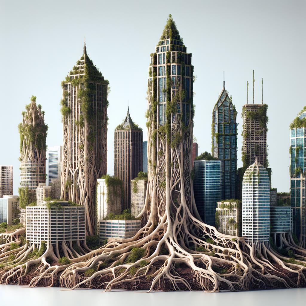 "Plant-root-crafted Atlanta skyline"