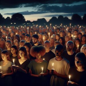 Grieving community candlelight vigil.