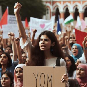 Young activist protesting at rally