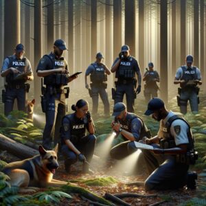 Police search in forest