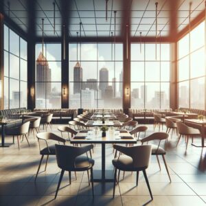 "Empty Restaurant Tables, Atlanta"