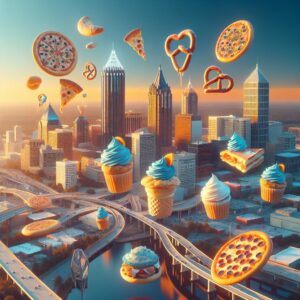 Atlanta skyline with food