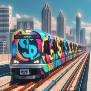 "MARTA train with dollar signs"