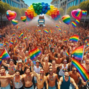 colorful outdoor pride parade