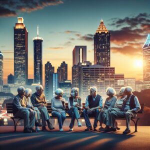 Retirees enjoying Atlanta skyline.