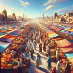 Vibrant market scene