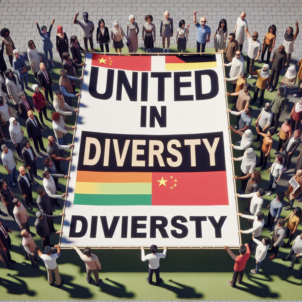 Diverse Protesters United Banner