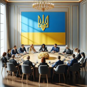 "Ukrainian flag diplomacy meeting"