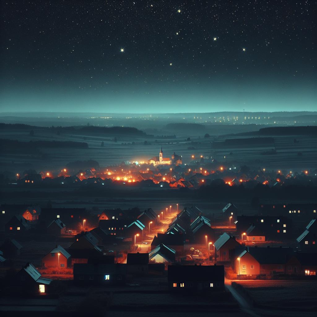 Nighttime city outskirts