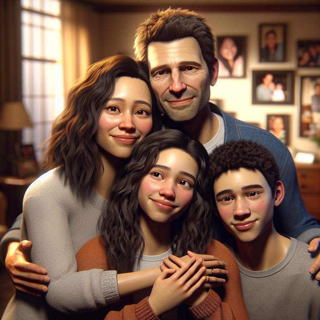 Hopeful family embrace