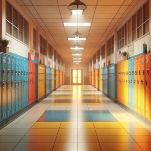 Empty School Hallway