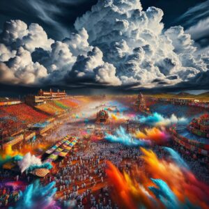 Colorful festival under clouds