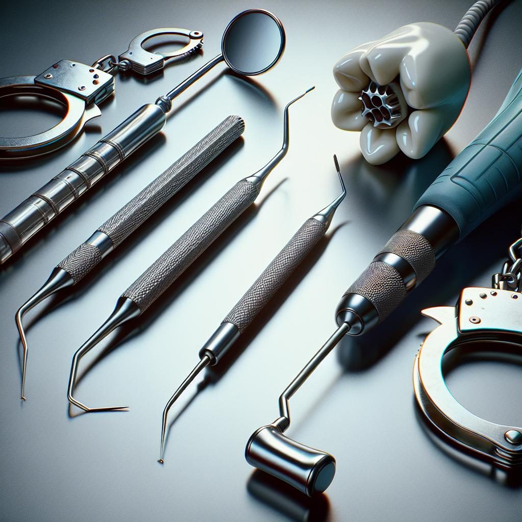 Dental tools and handcuffs