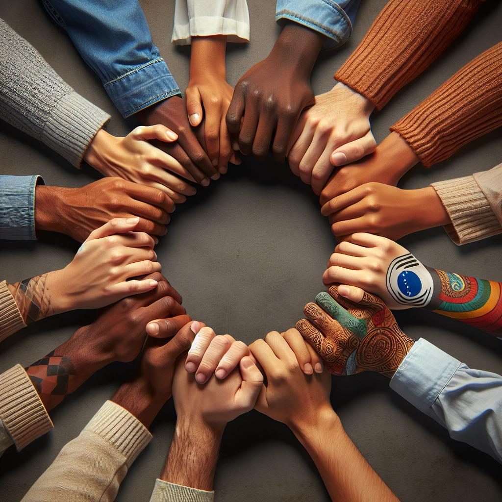 Diverse hands united