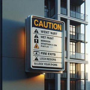 Apartment complex caution sign