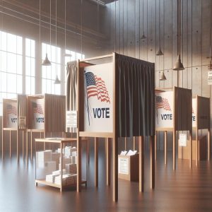 Voting booth with ballots