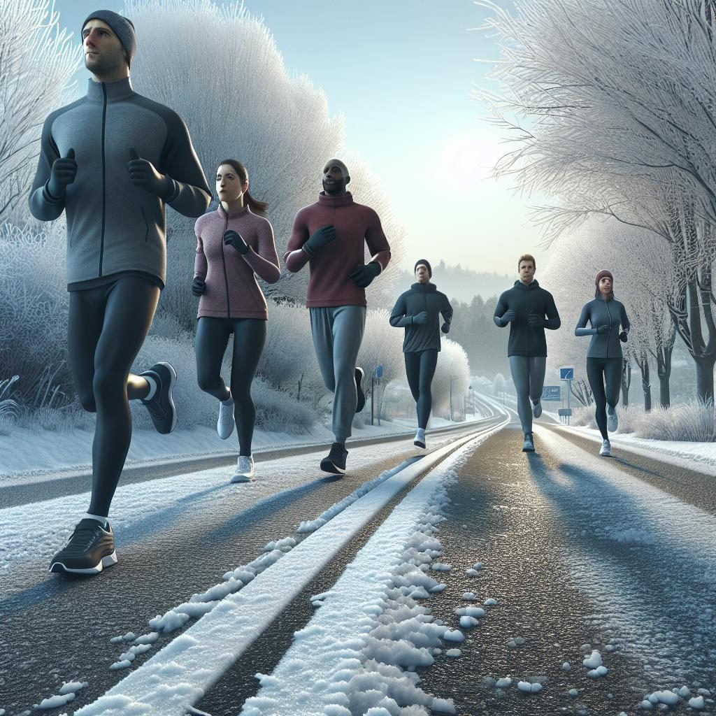 Winter runners on roads