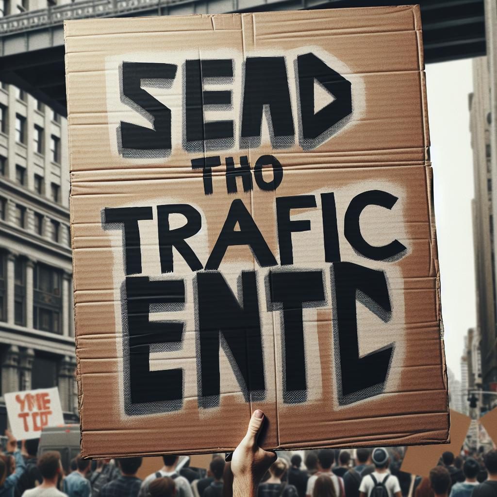 Traffic congestion protest sign